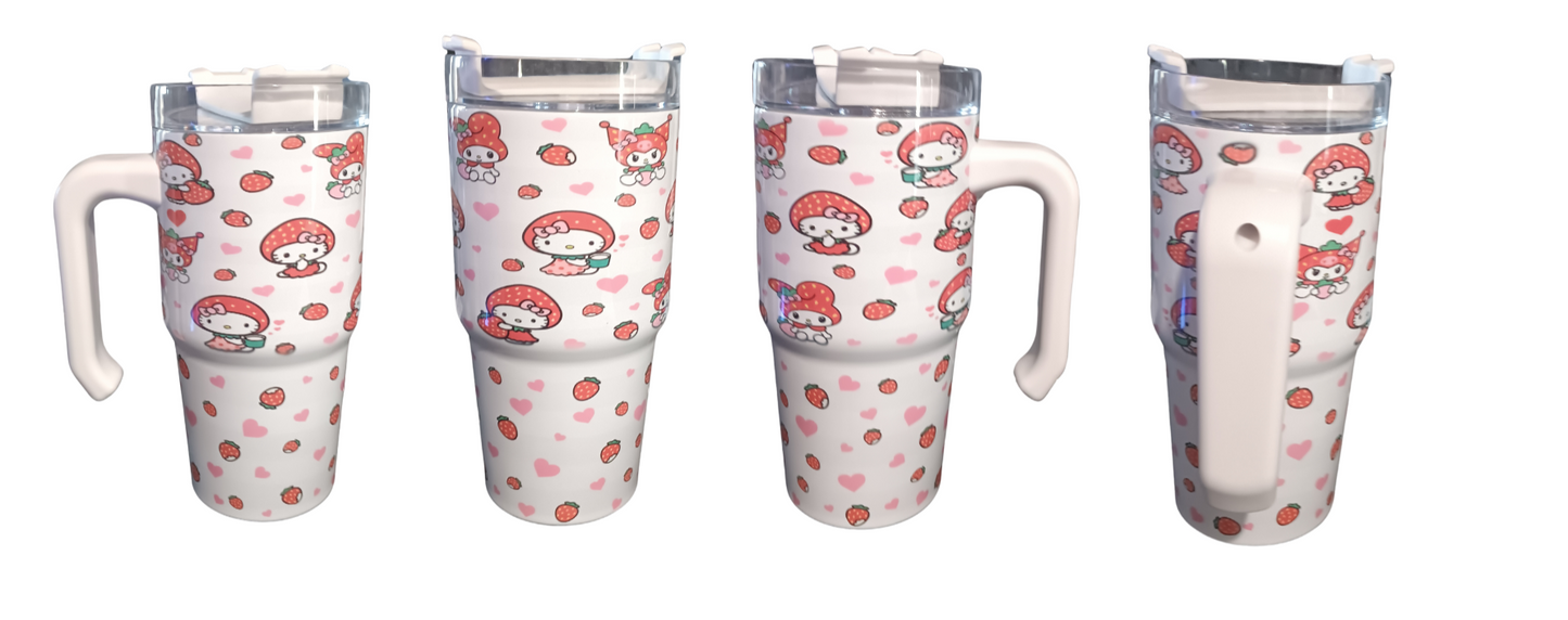20oz Strawberry Kitty Tumbler Dupe