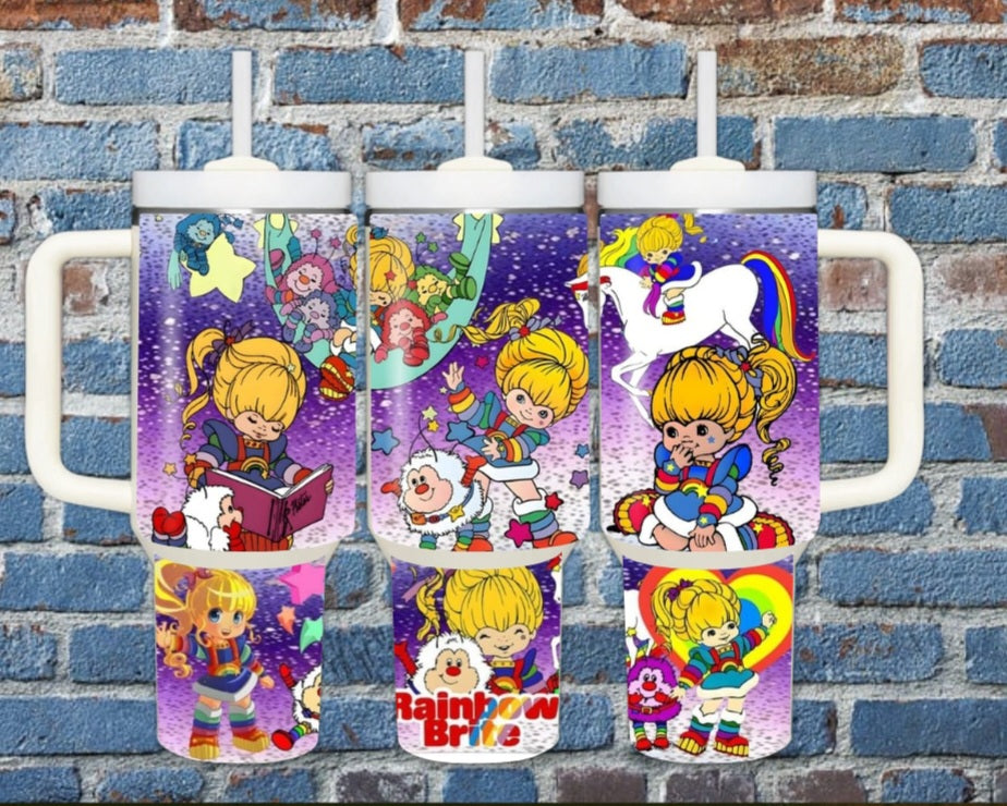 40oz Rainbow Bright inspired tumbler dupe