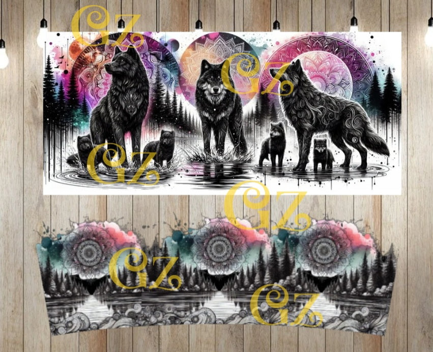 40oz Black Wolf wrap digital download