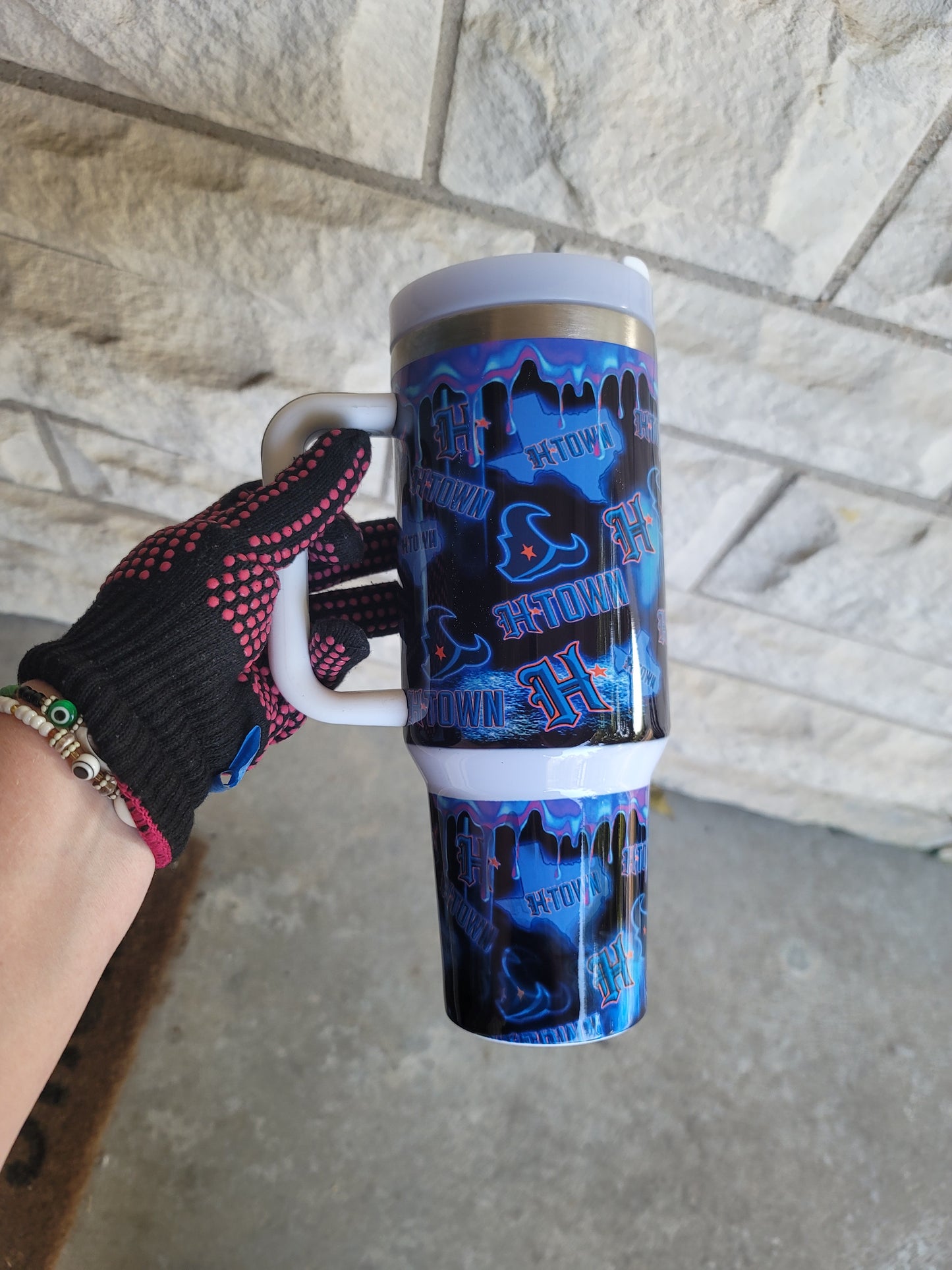 40oz blue drip Texans