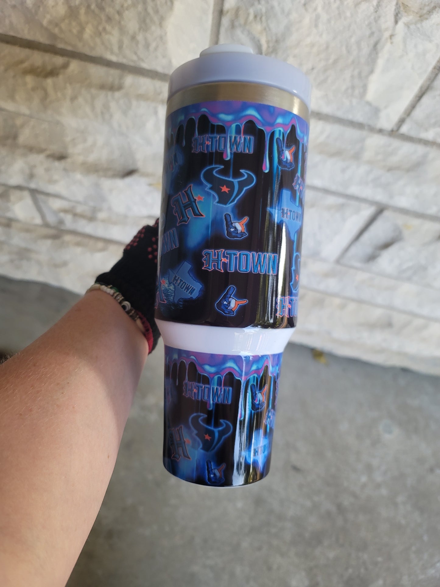 40oz blue drip Texans