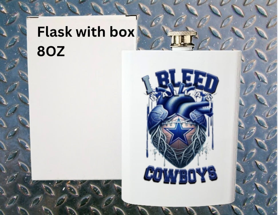 8oz I bleed pro football flask