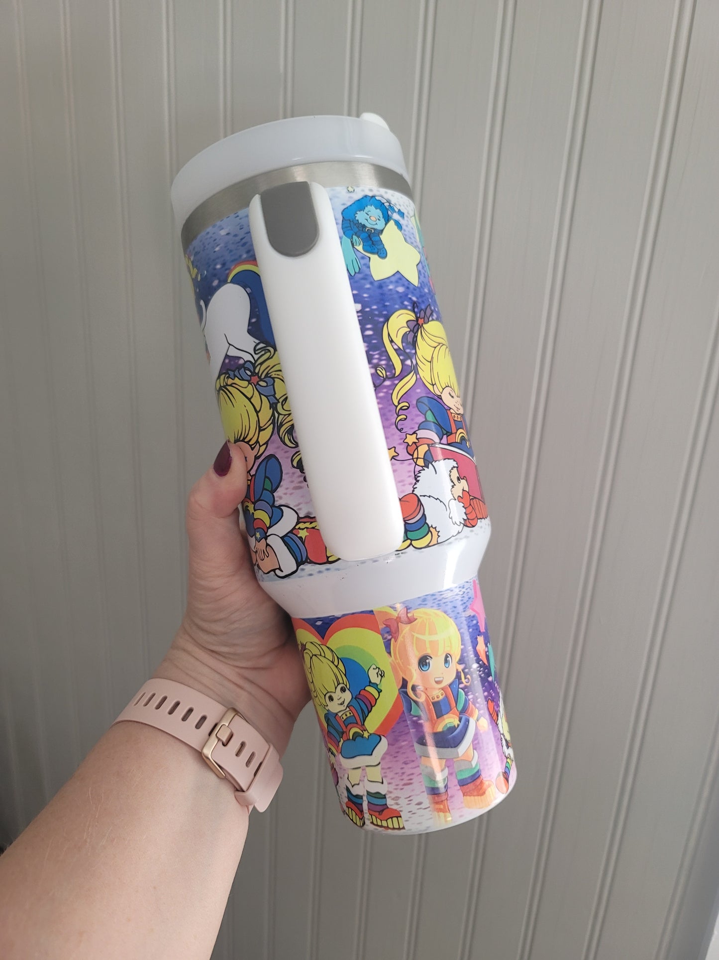 40oz Rainbow Bright inspired tumbler dupe