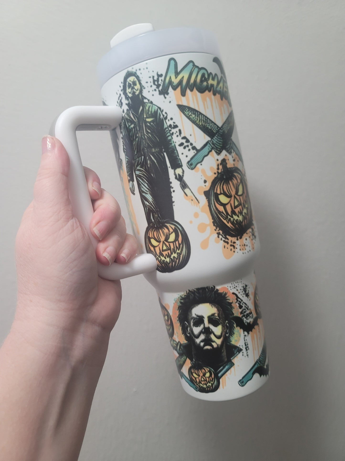 40oz slasher horror themed tumbler