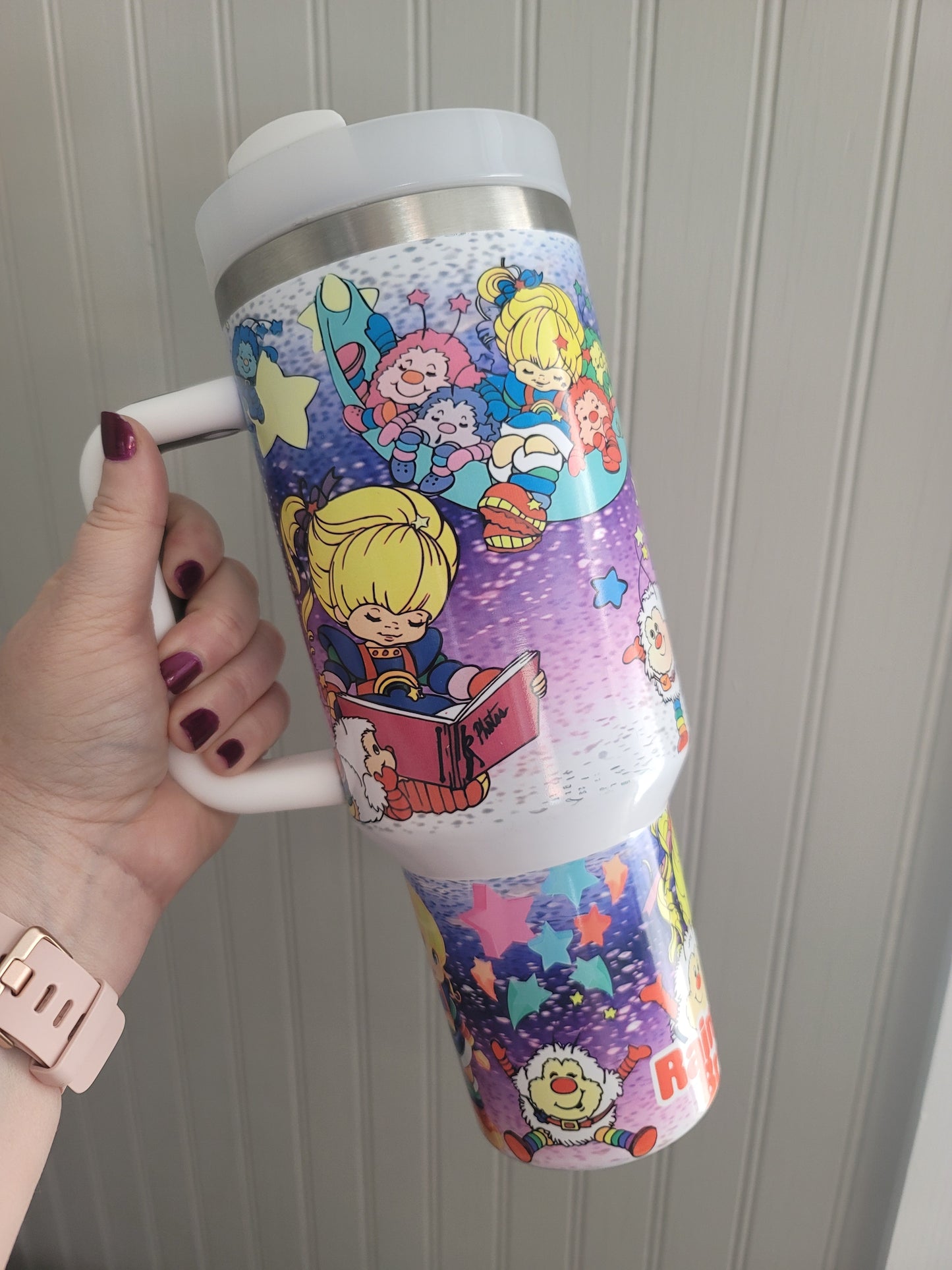 40oz Rainbow Bright inspired tumbler dupe