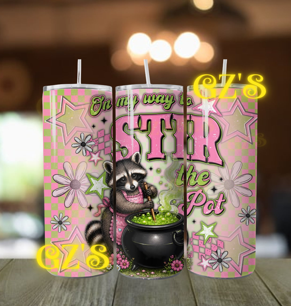 20oz raccoon on my way to stir the pot wrap digital download