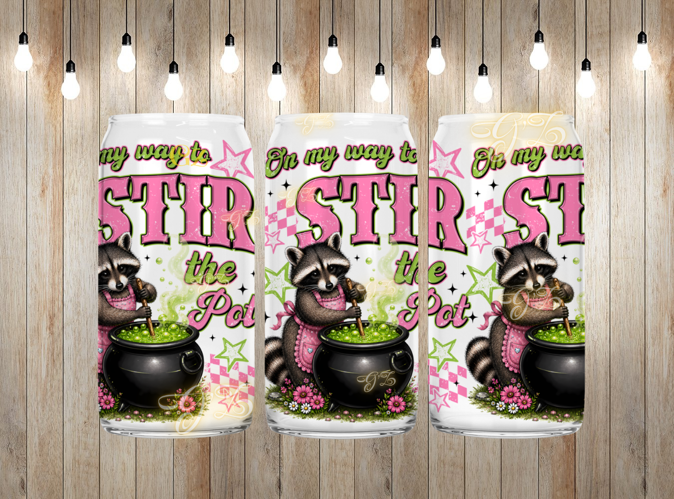 16oz raccoon cartoon wrap digital download