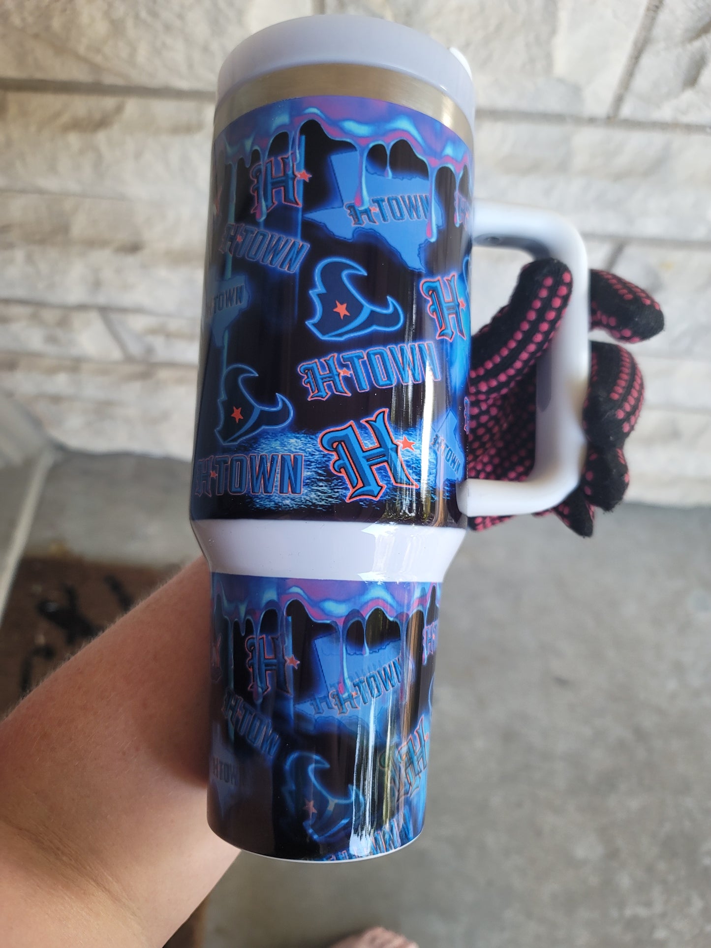 40oz blue drip Texans