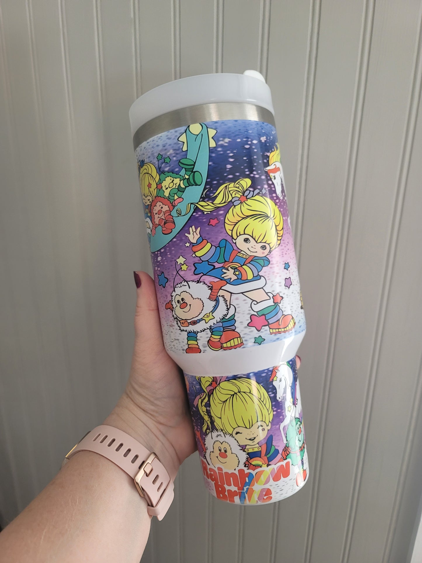 40oz Rainbow Bright inspired tumbler dupe