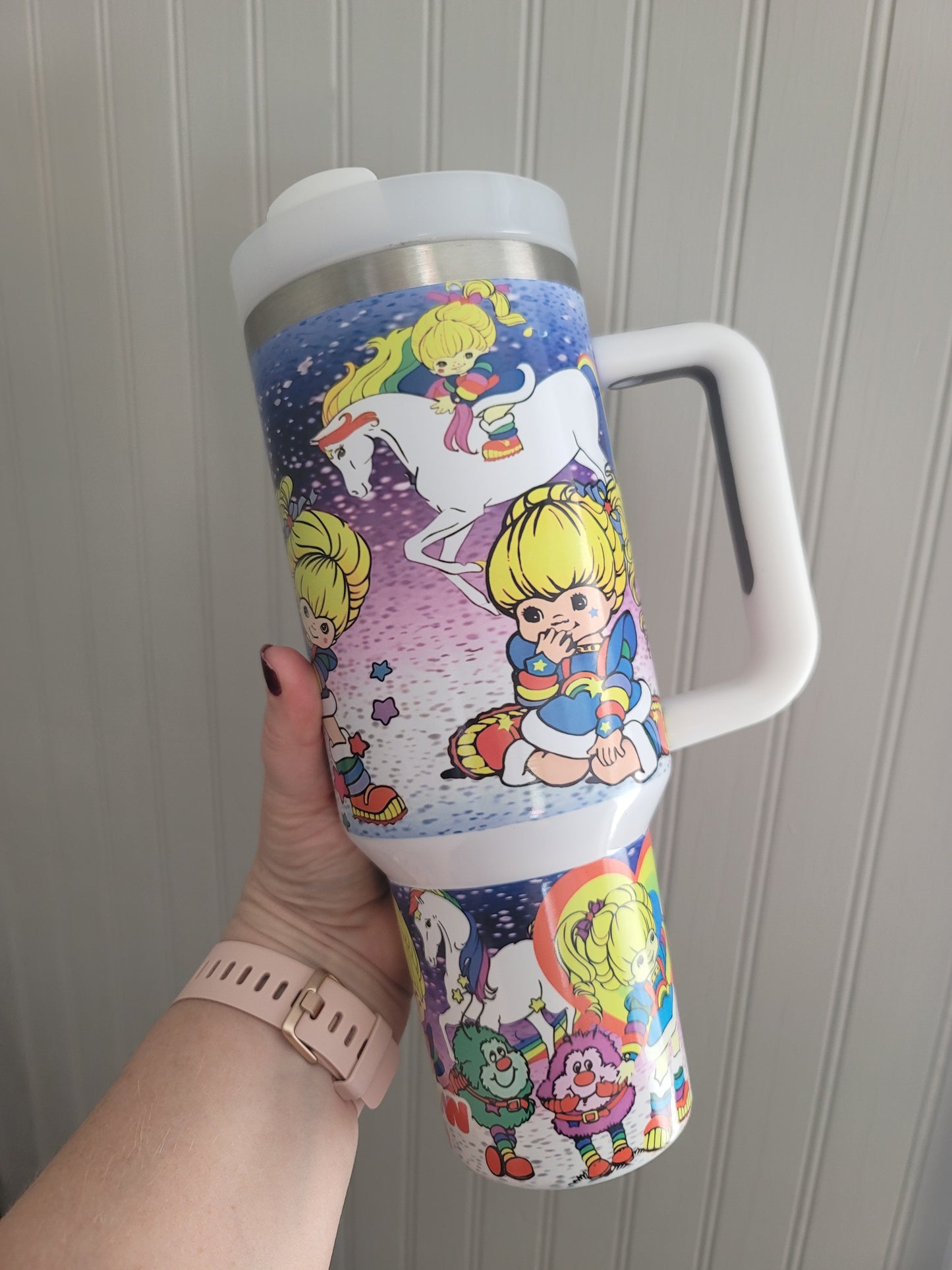 40oz Rainbow Bright inspired tumbler dupe