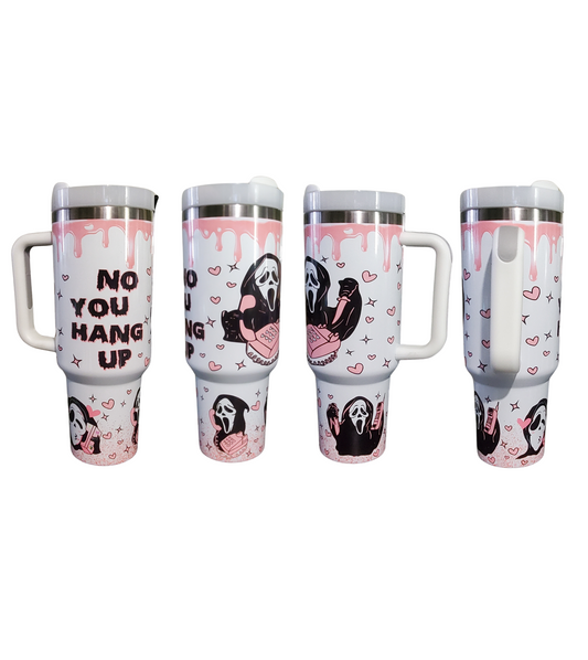 Pink Drip Ghost Face 40oz Tumbler Dupe