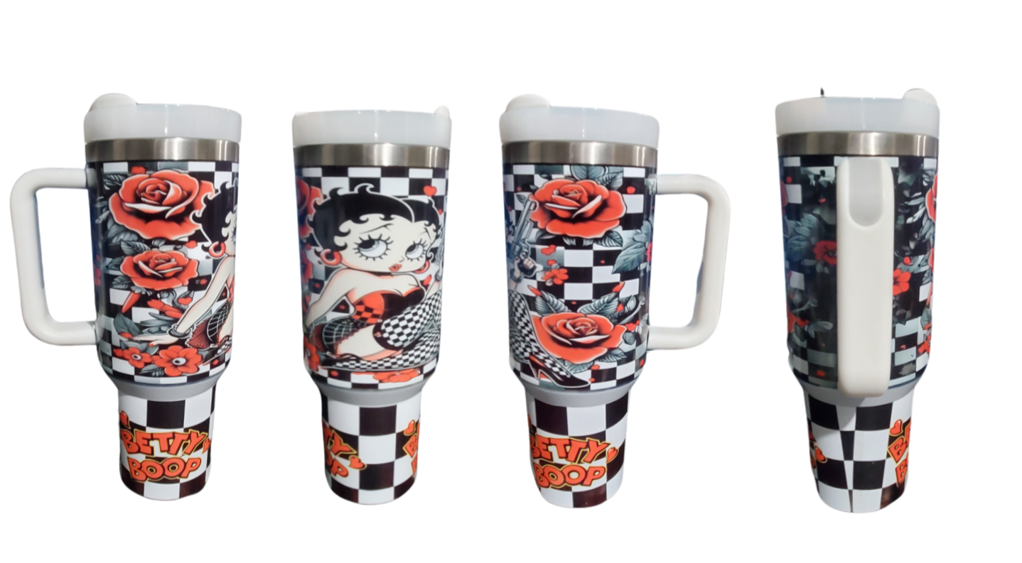 Checkered Betty Boop 40oz h2.0 dupe tumbler