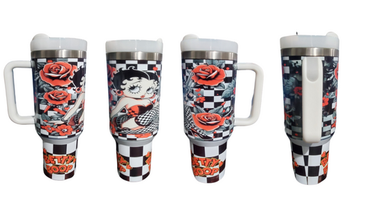 Checkered Betty Boop 40oz h2.0 dupe tumbler