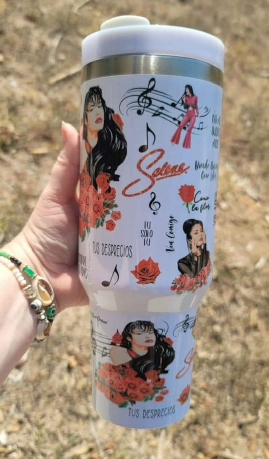 40oz Red Selena inspired tumbler dupe