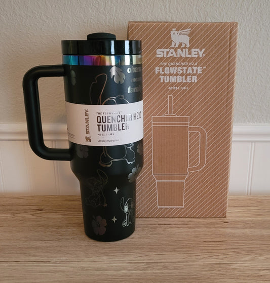 40oz lazer engraved Black Stitch inspired tumbler dupe
