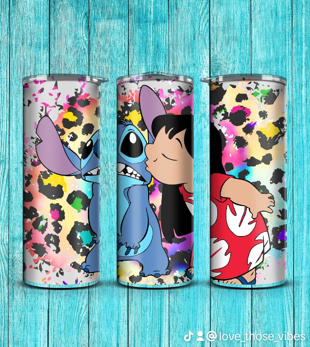 20oz Stitch, Blue Alien and Lilo tumbler