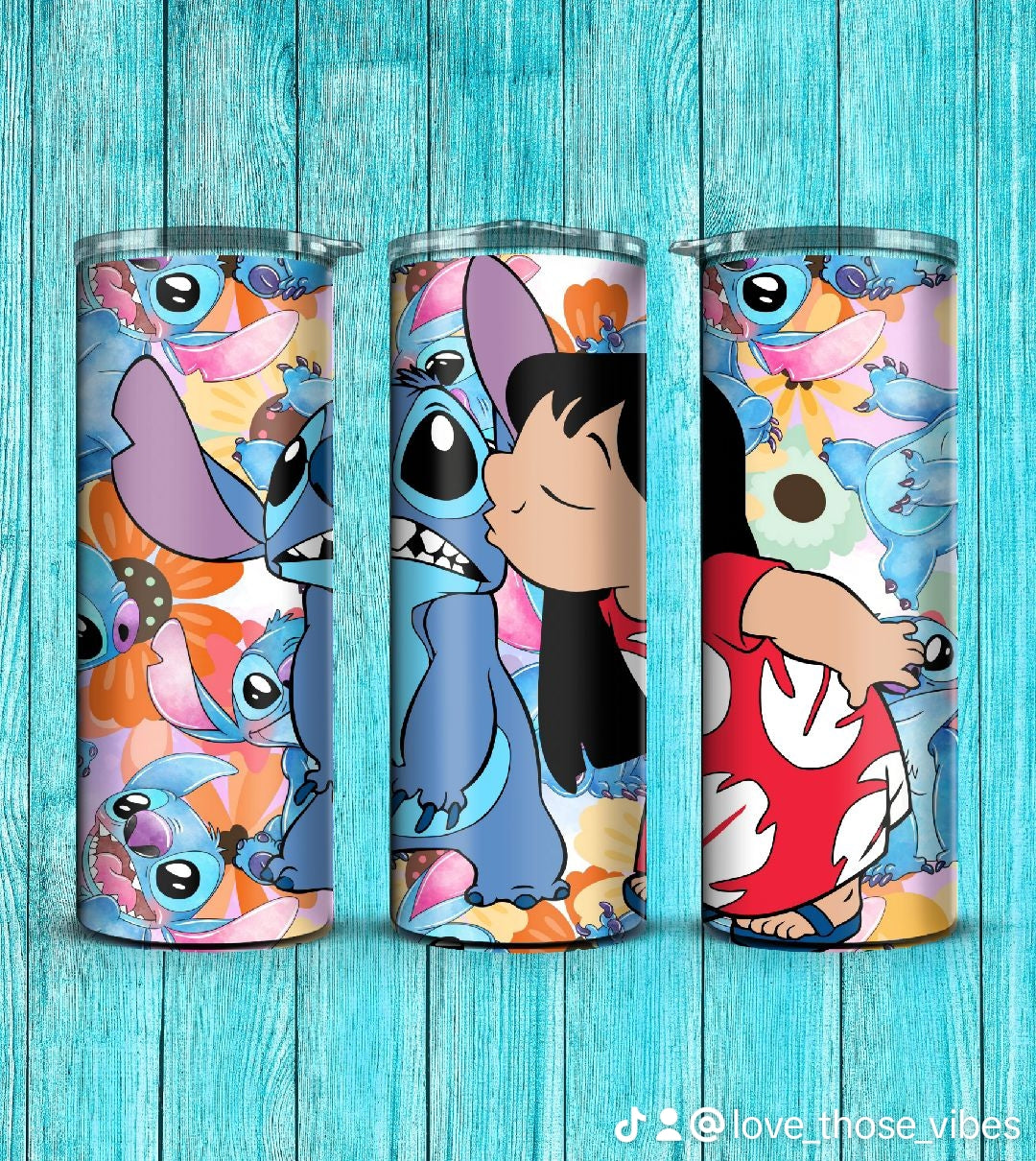 20oz Stitch, Blue Alien and Lilo tumbler