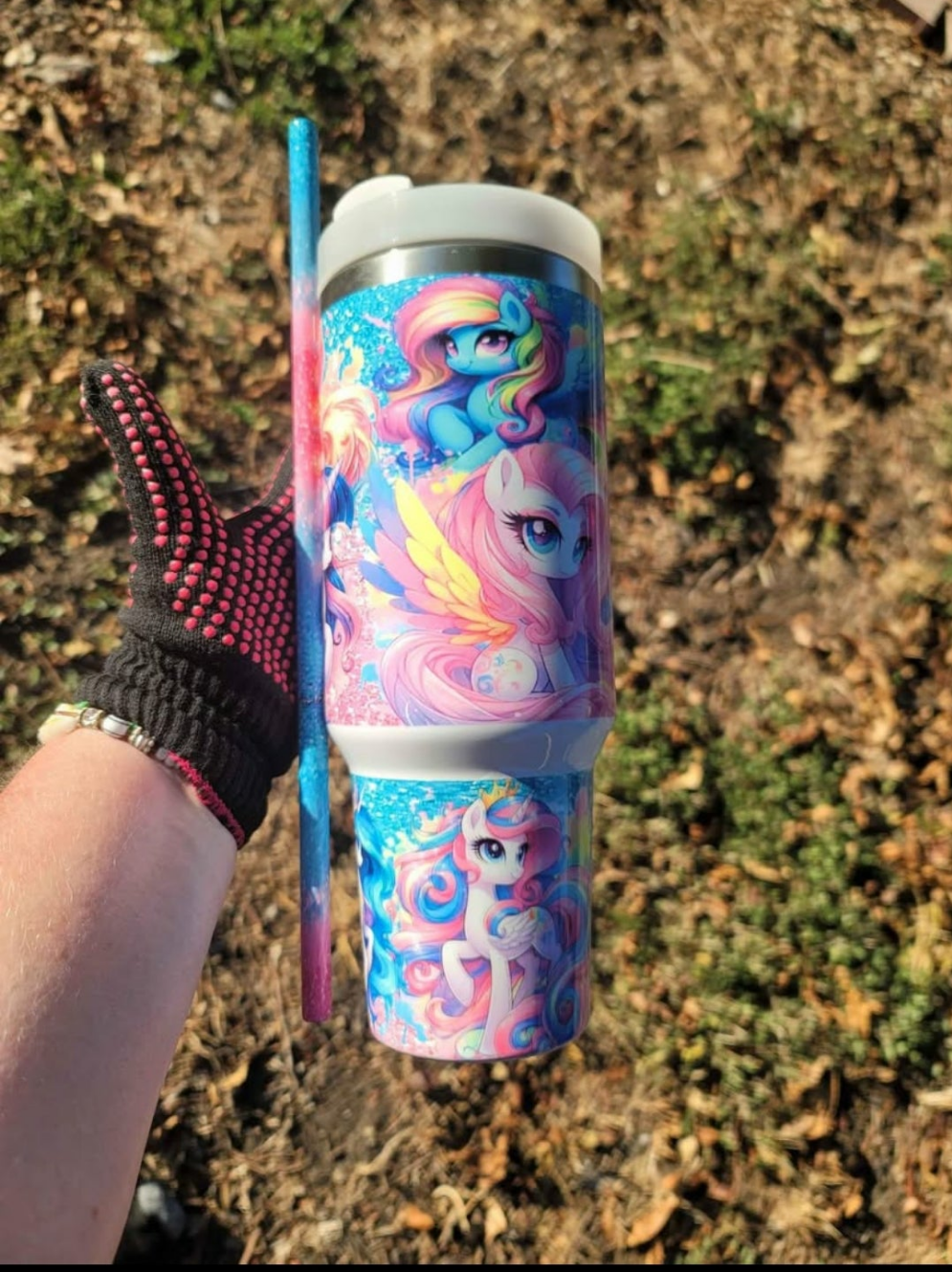 40oz my little pony with matching metal straw dupe