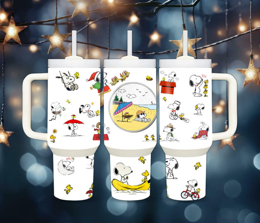 40oz Snoopy and Woodstock inspired tumbler dupe