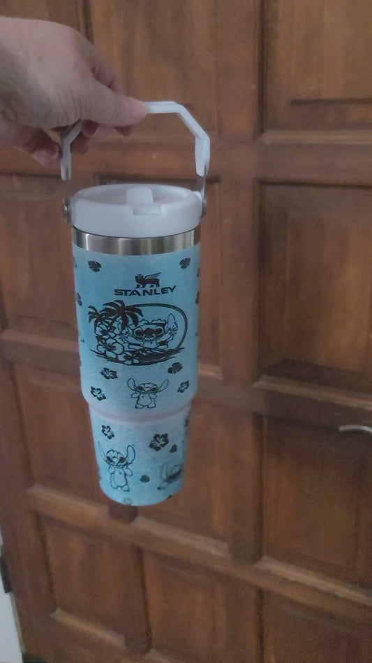 30oz sport top handle stitch distressed inspired dupe tumbler