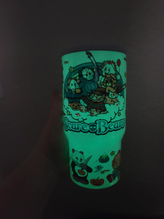 20oz scarebears tumbler Green glow in the dark