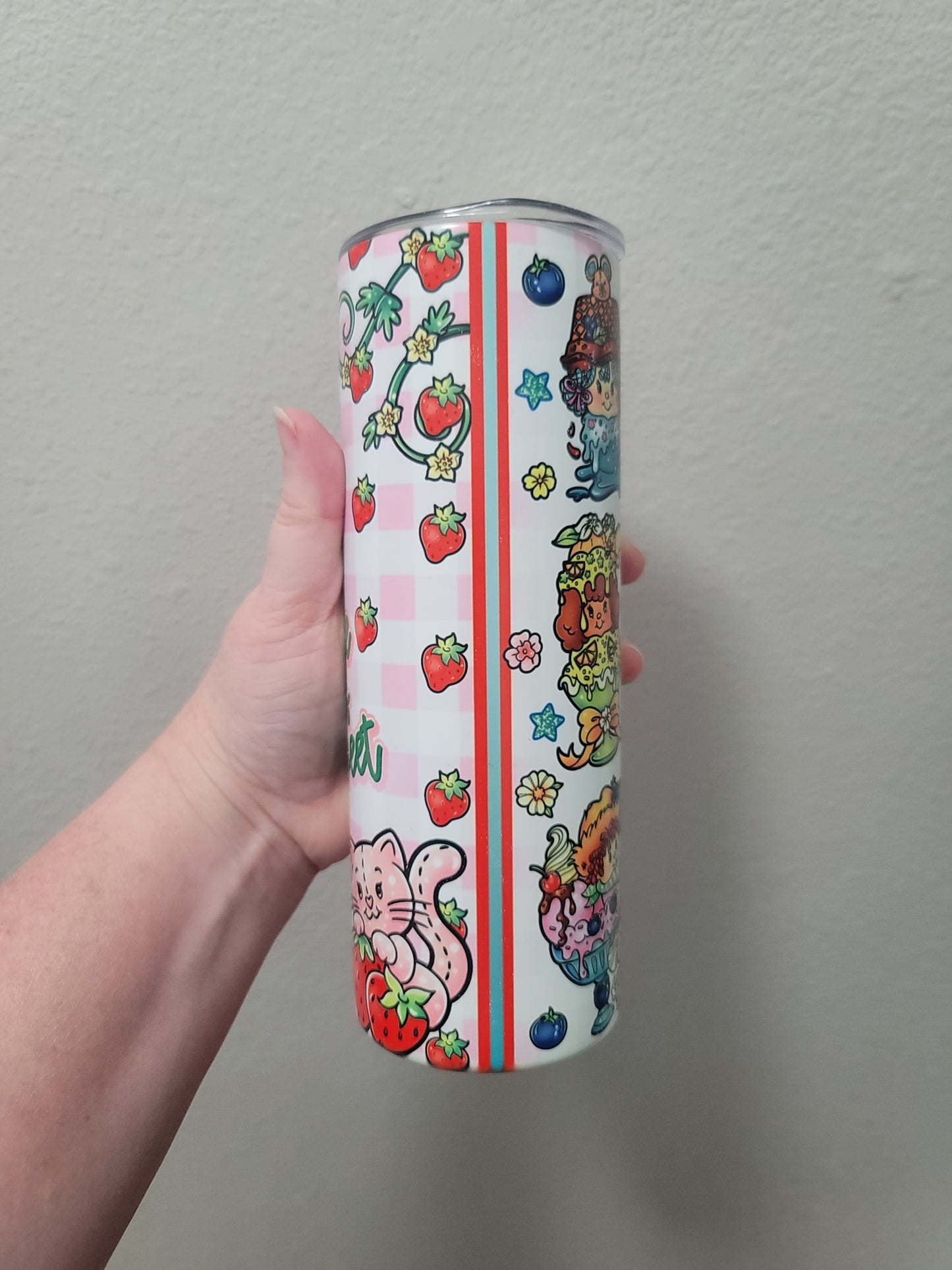 20oz vintage Strawberry ice-cream tumbler