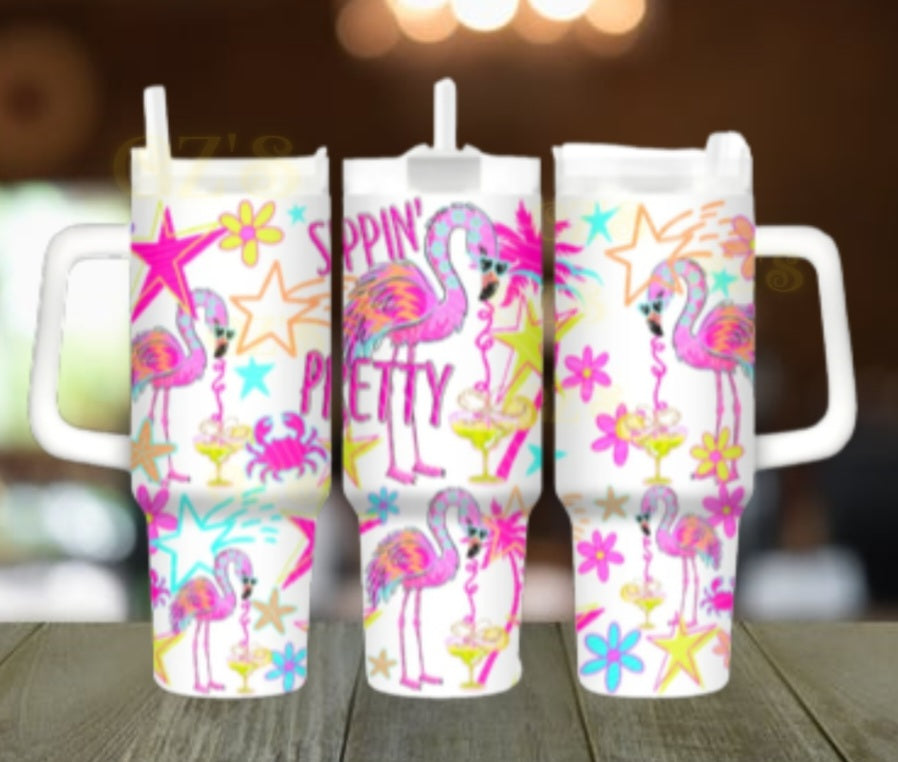 40oz   flamingo margaritas tumbler