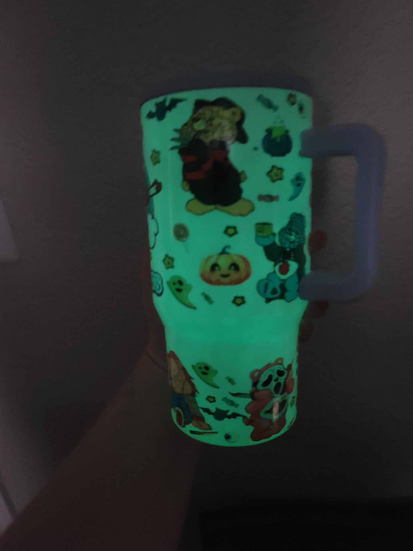 20oz scarebears tumbler Green glow in the dark