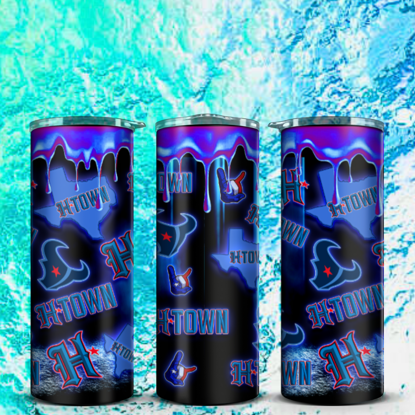 20oz Blue drip Texan tumbler