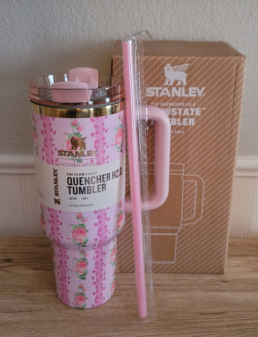 40oz Pink Floral inspired tumbler dupe