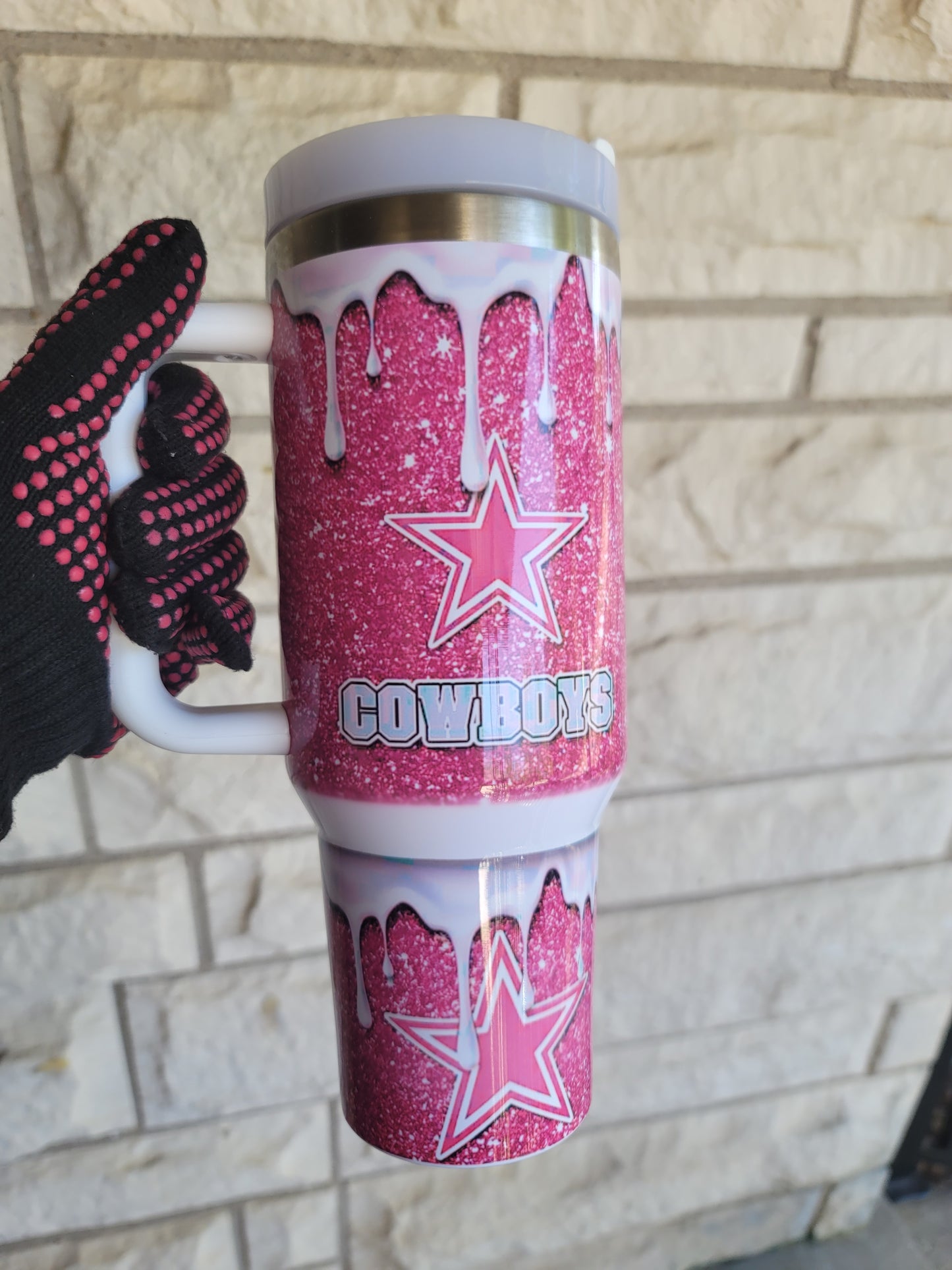 Pink drip Dallas tumbler dupe