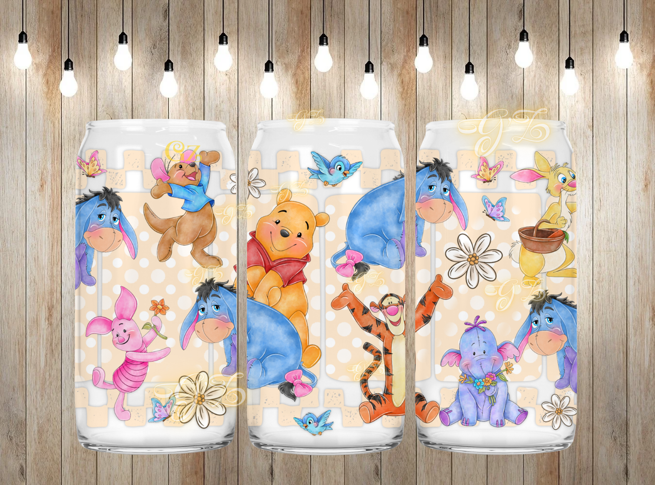 16oz  bear cartoon wrap digital download