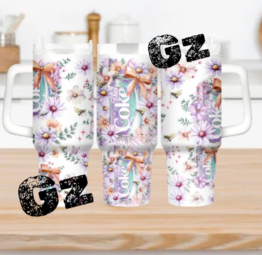 40oz Diet Soda Floral