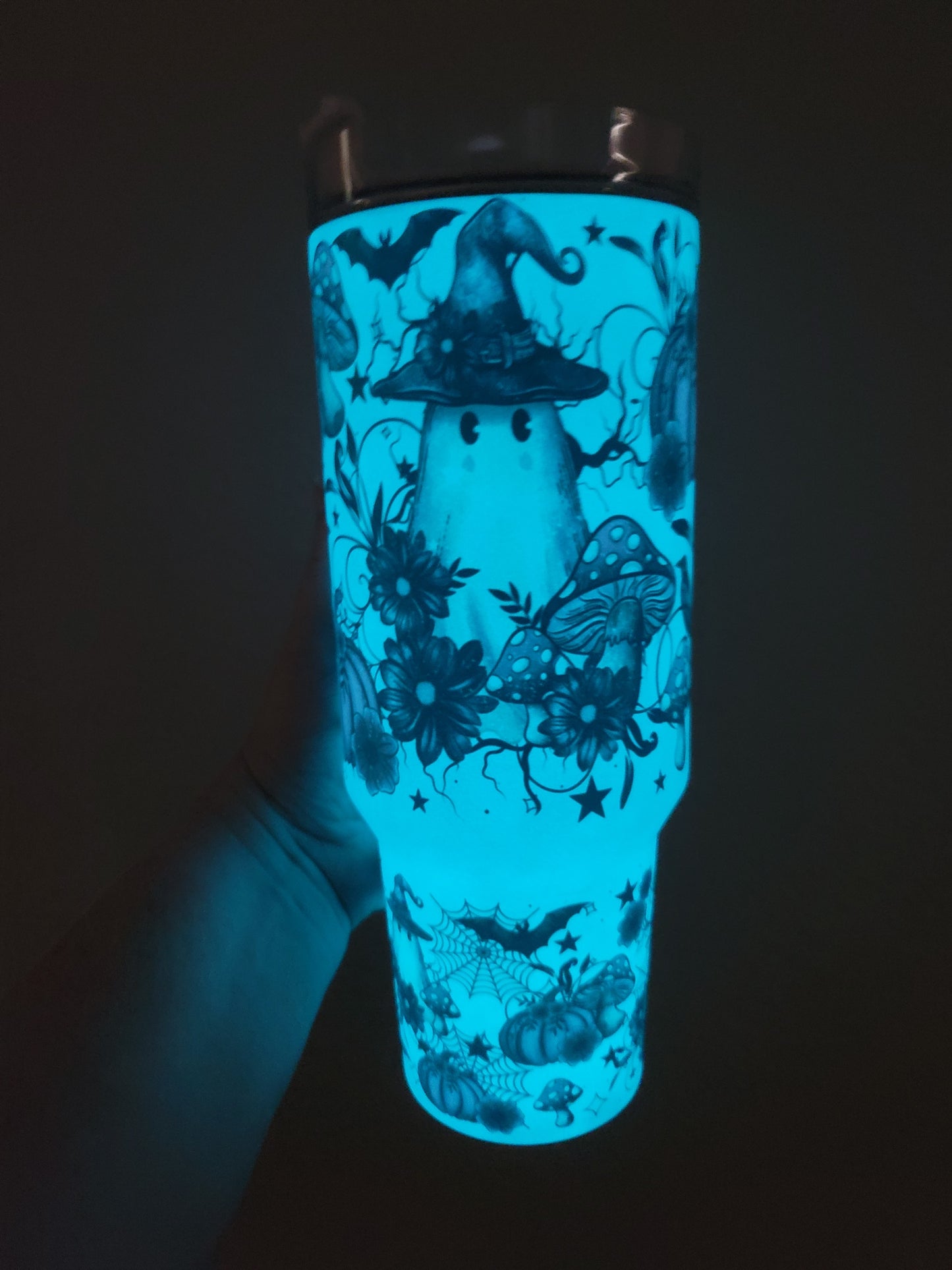 40oz purple pumpkin ghost tumbler