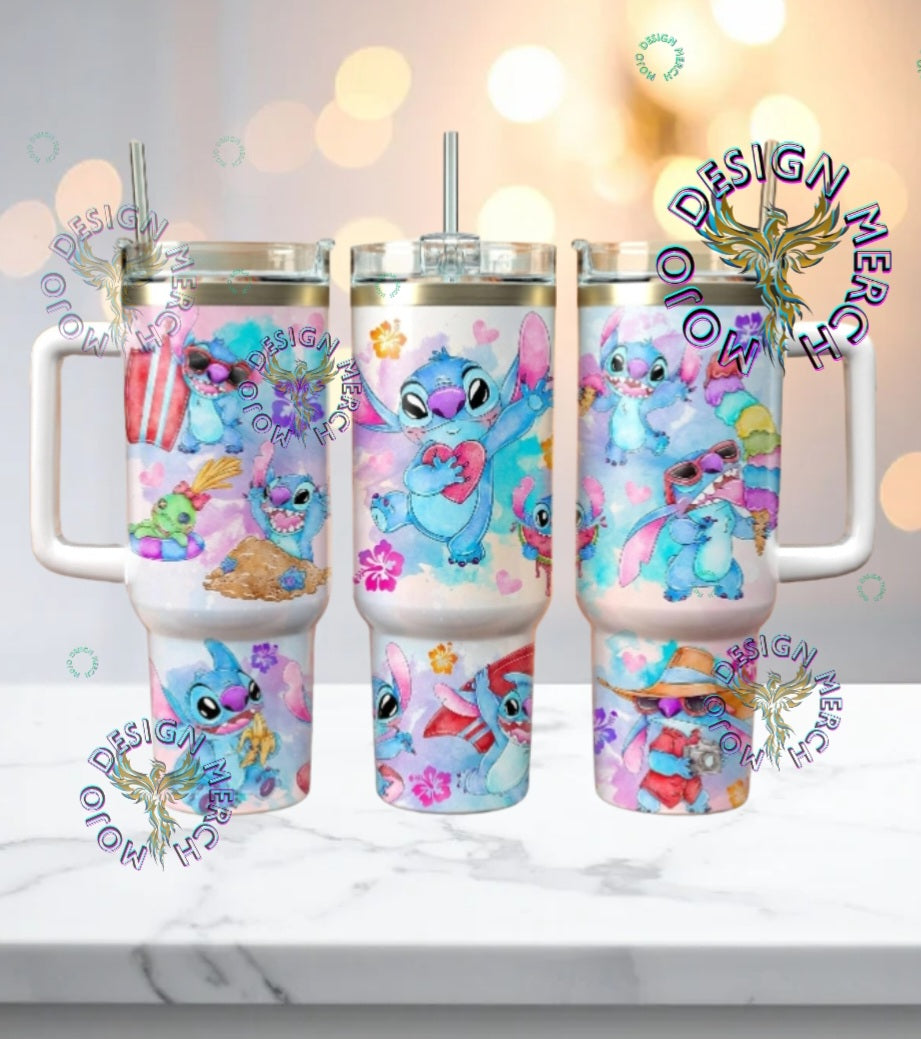 40oz blue Alien  Tumbler