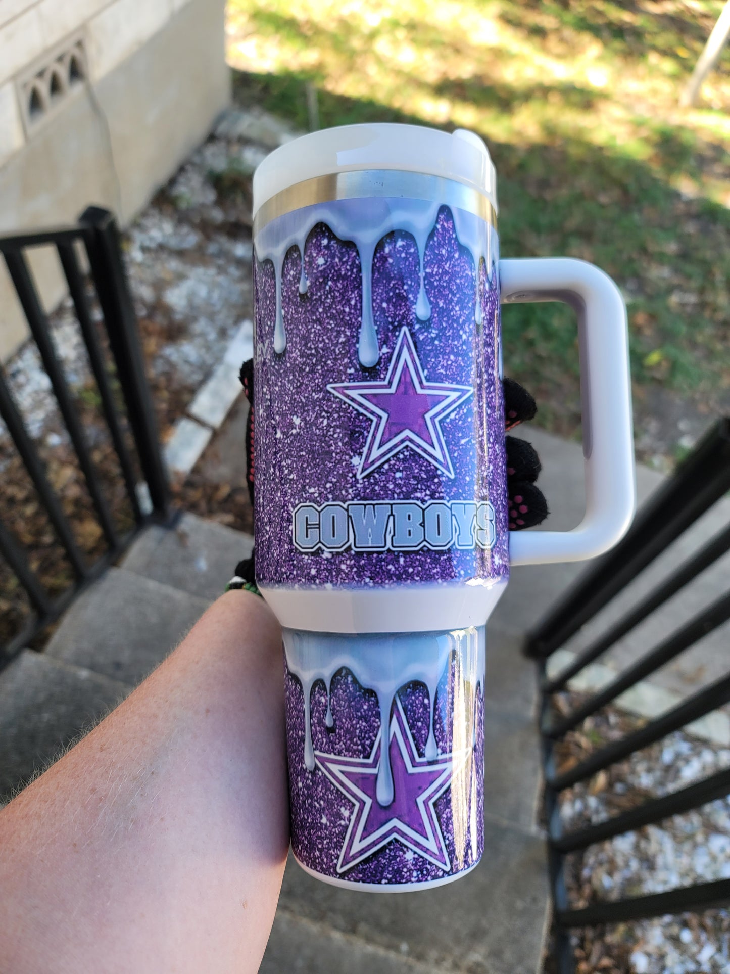 40oz Dallas purple drip tumbler dupe