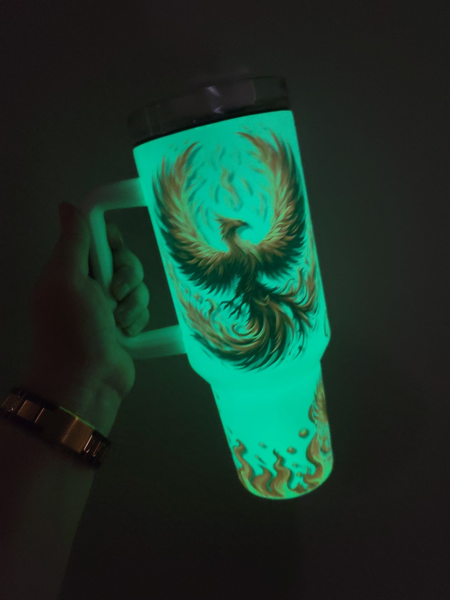 40oz Phoenix orange & Black tumbler