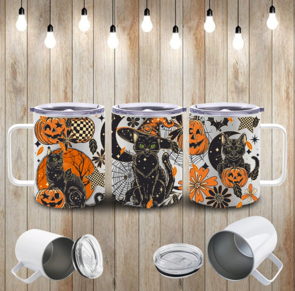 15oz  Halloween Black cat coffee mug