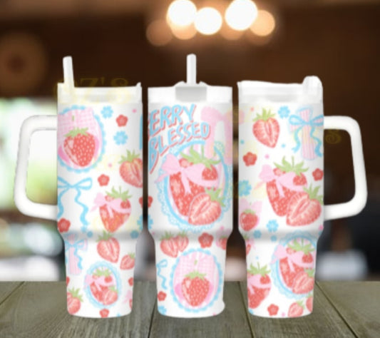 40oz  strawberry blessing tumbler