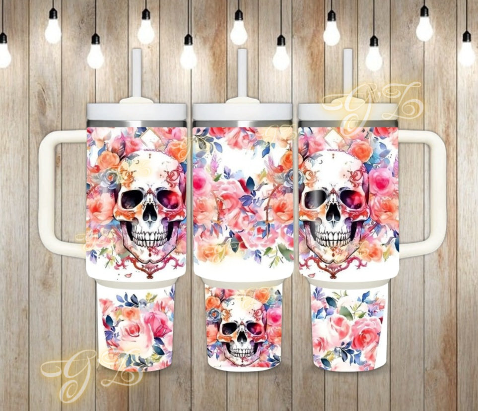 40oz Floral Skull digital download