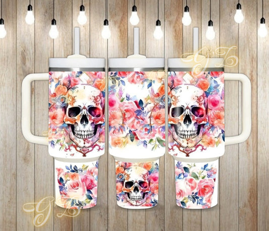 40oz Floral Skull digital download