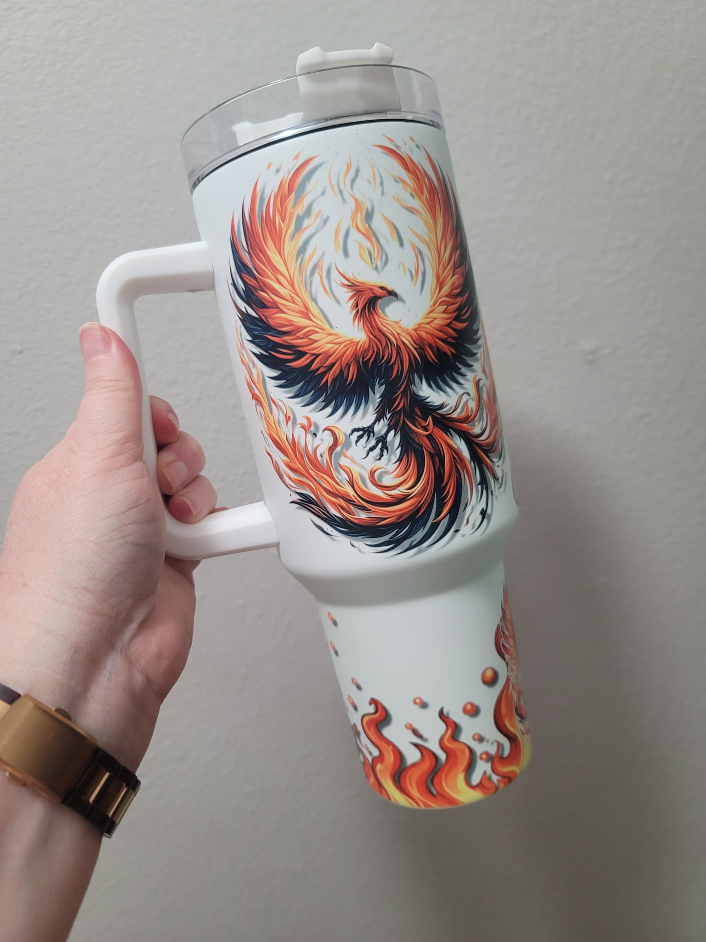40oz Phoenix orange & Black tumbler