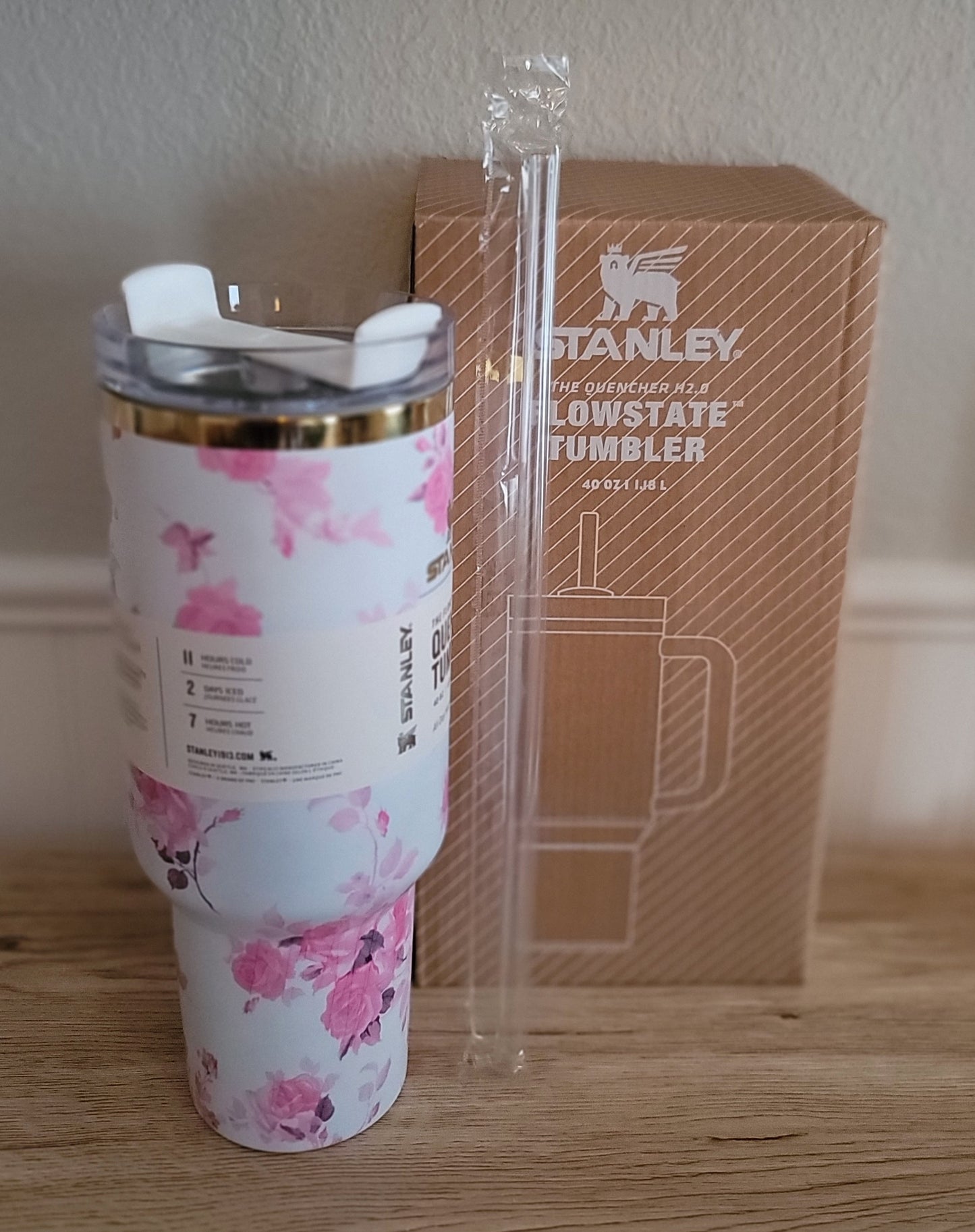 40oz White Floral inspired Tumbler dupe