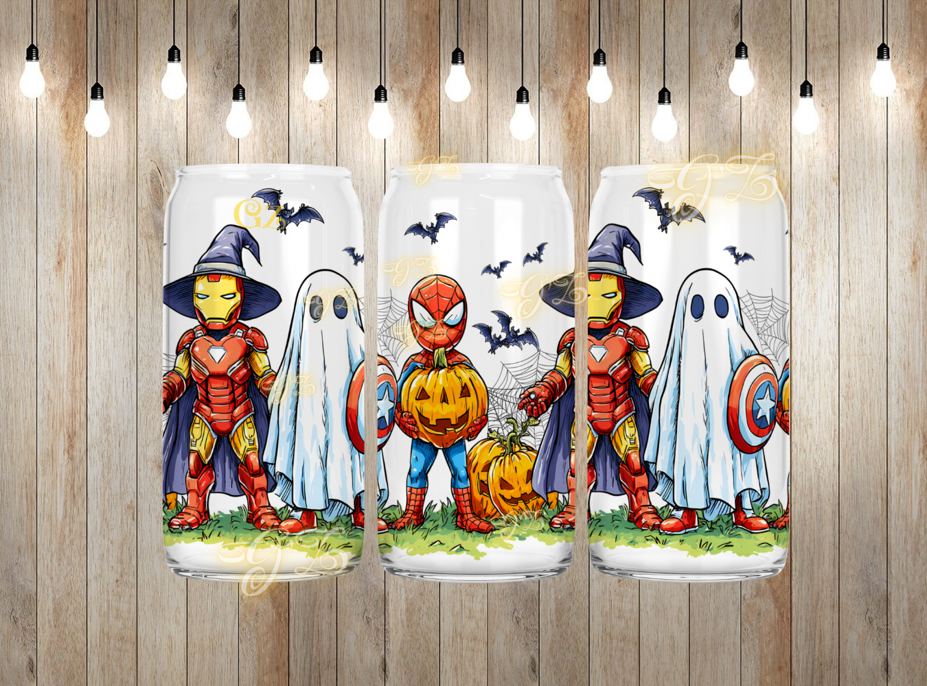 16oz super heroes  wrap digital download