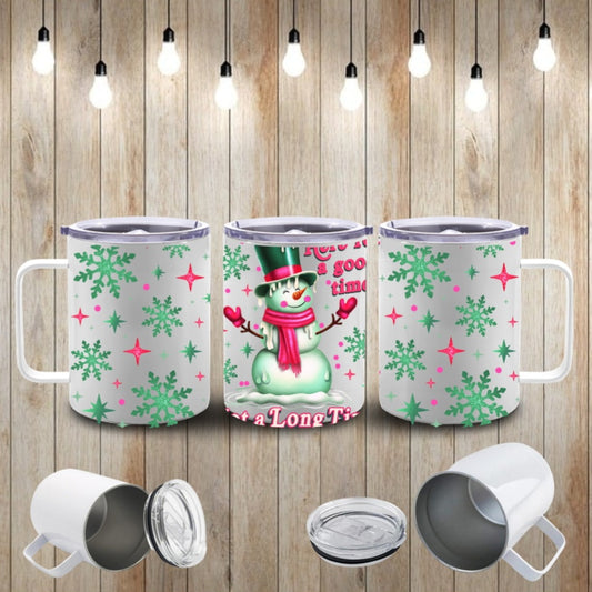 15oz Here for a good time snowman coffee mug