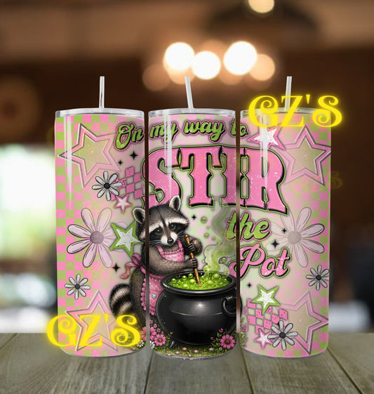 20oz  raccoon on my way to stir the pot wrap digital download