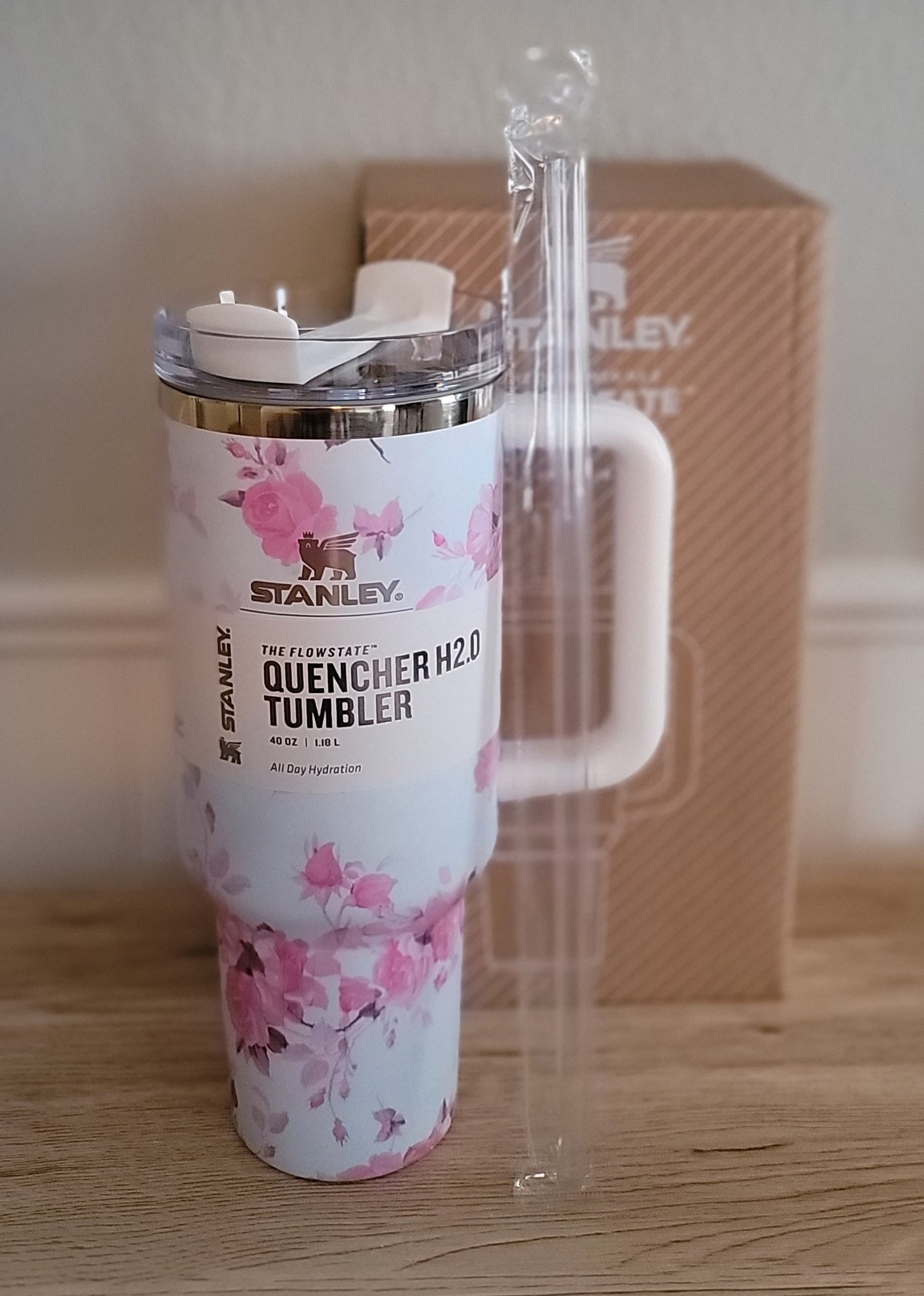 40oz White Floral inspired Tumbler dupe