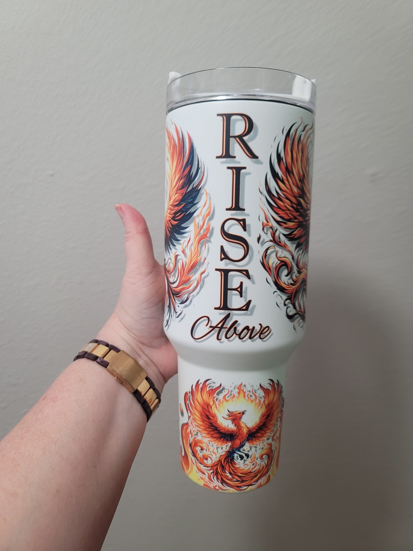 40oz Phoenix orange & Black tumbler