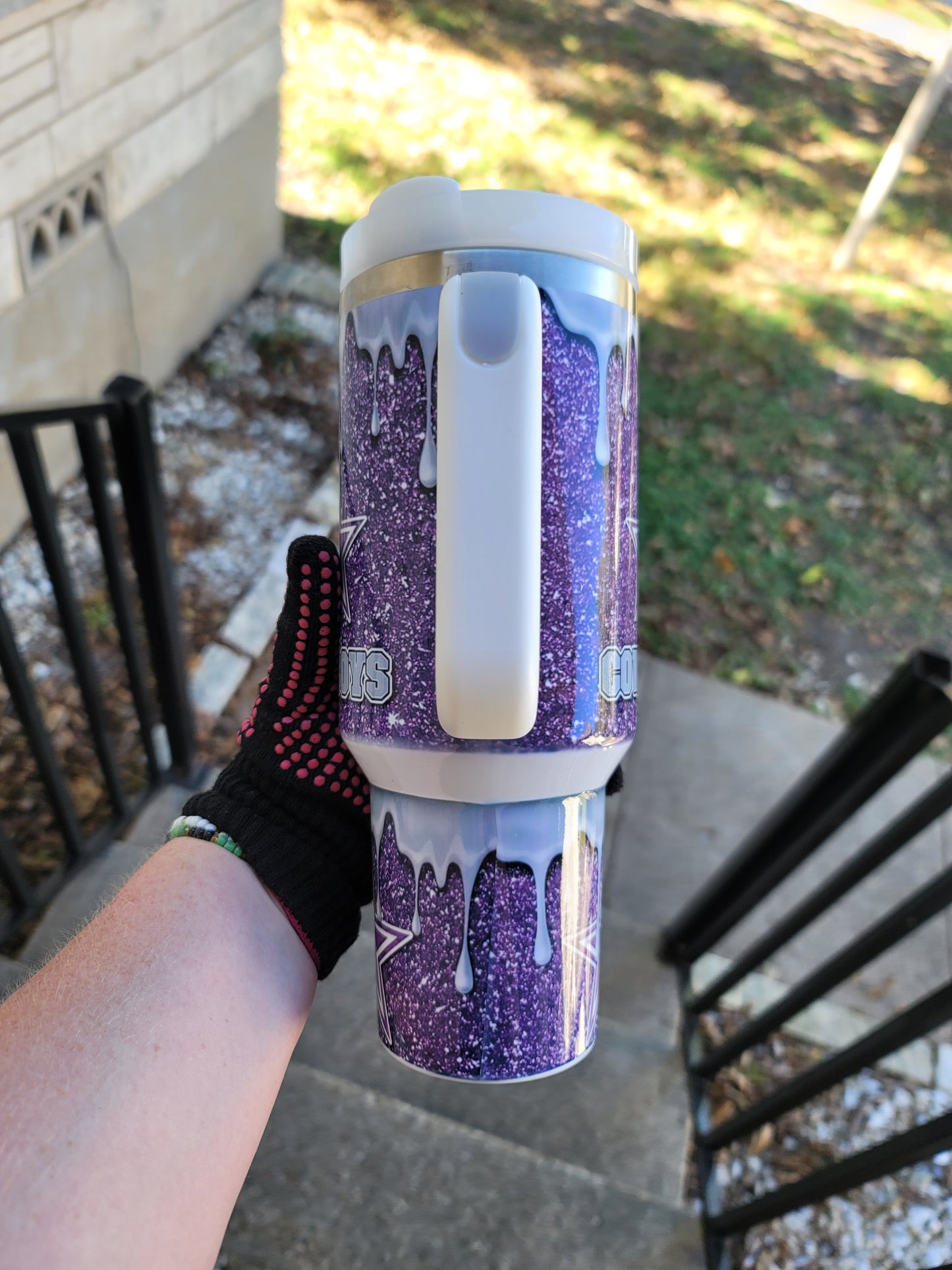 40oz Dallas purple drip tumbler dupe