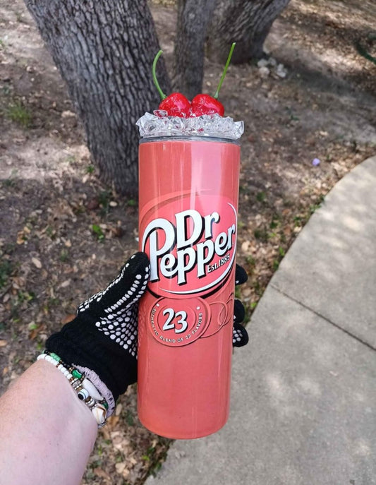 20oz Dr Pepper straight tumbler with magnetic removable ice lid